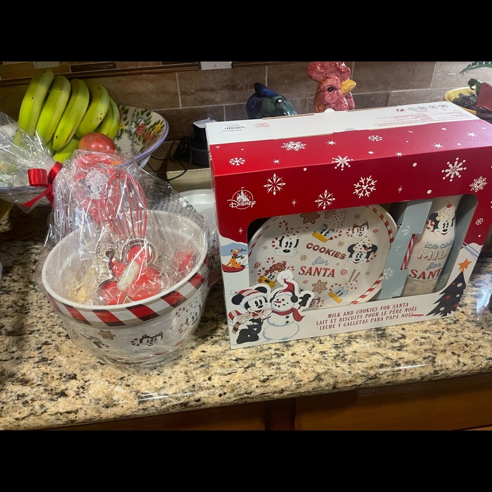 Disney Baking Set with spatula cookie forms and cookies for Santa set